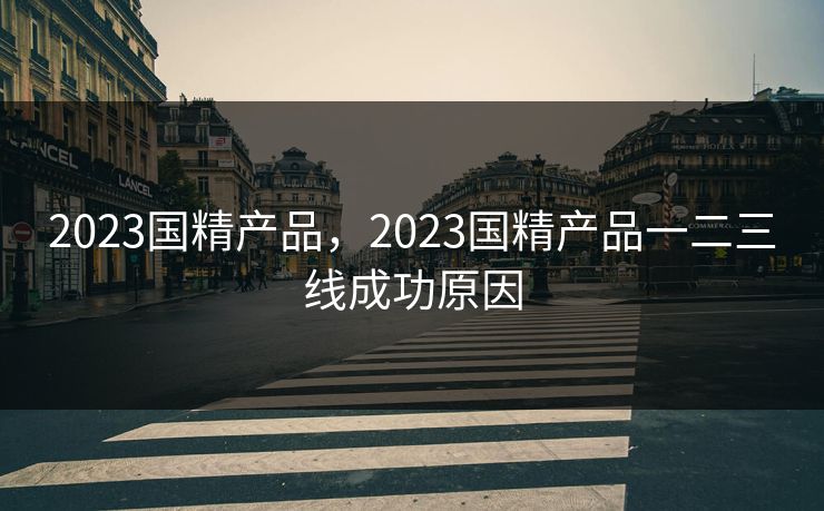 2023国精产品，2023国精产品一二三线成功原因
