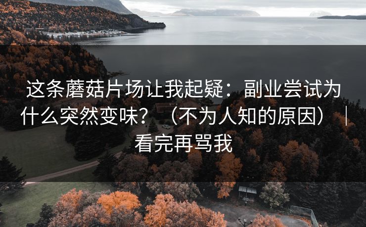 这条蘑菇片场让我起疑：副业尝试为什么突然变味？（不为人知的原因）｜看完再骂我
