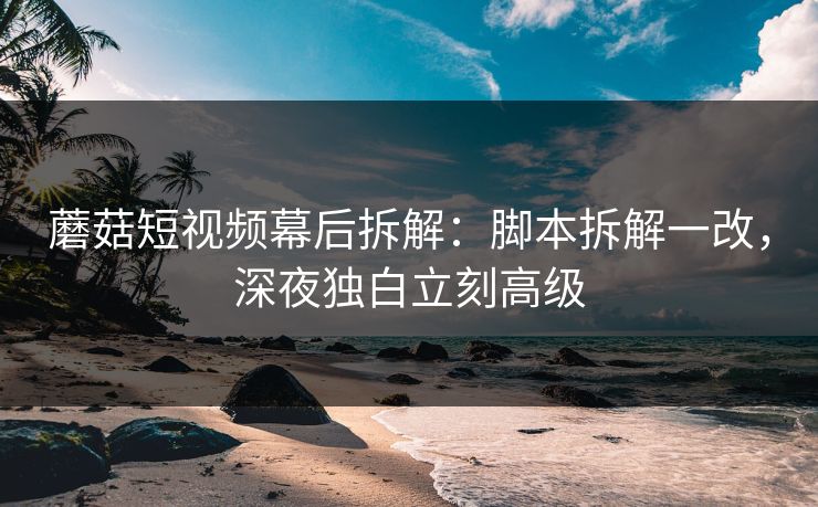 蘑菇短视频幕后拆解:脚本拆解一改,深夜独白立刻高级 蘑菇短视频幕后拆解:脚本拆解一改,深夜独白立刻高级
